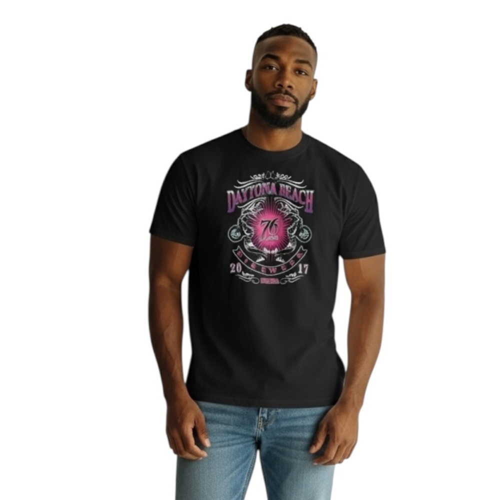 Daytona Beach Bike Week Oversized Graphic Motorcycle Tee